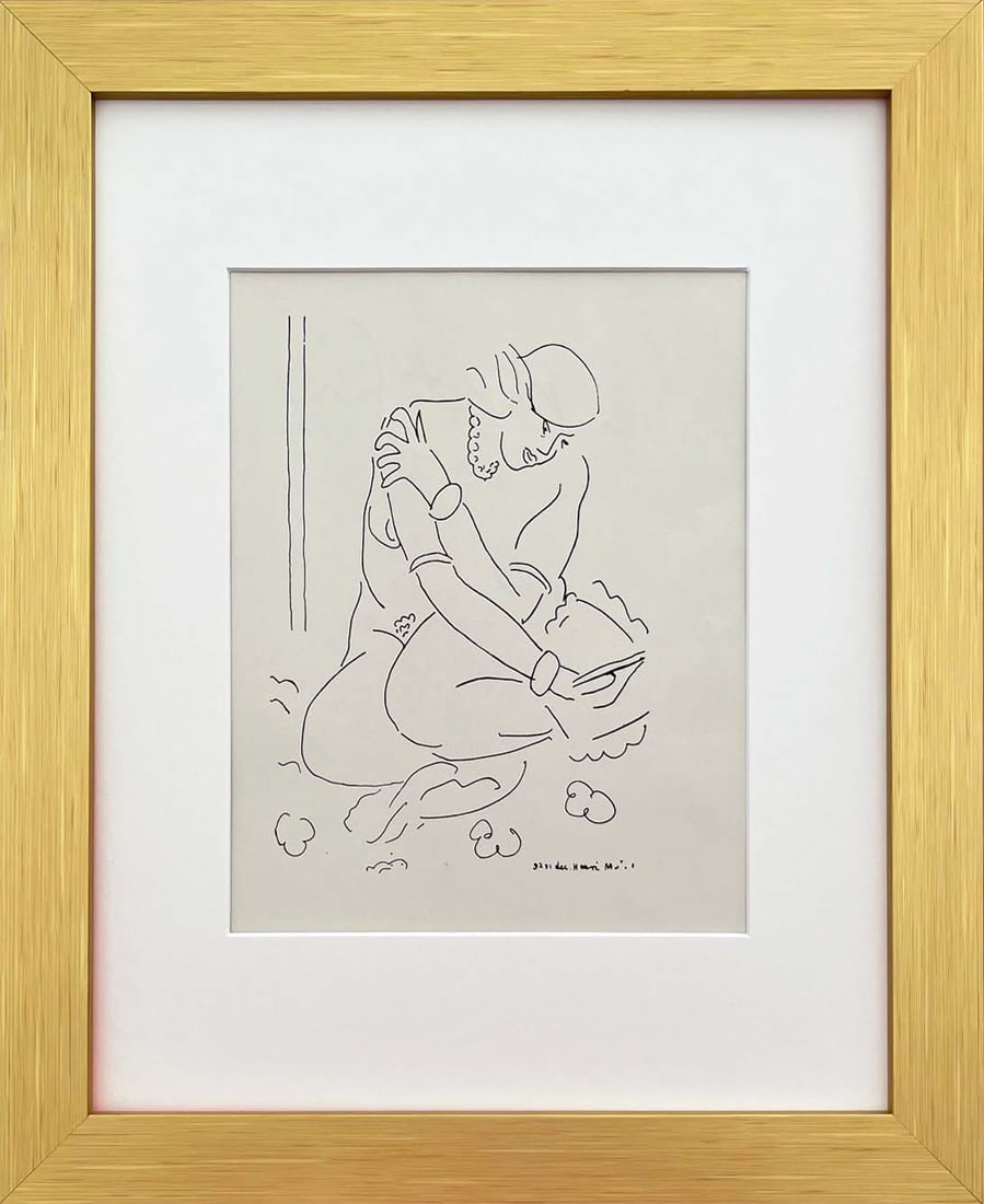 Matisse Lithograph 4 Femme Assise avec Livre 1968 framed: Title: Matisse Lithograph 4 Femme Assise avec Livre 1968 framed Description: Artist: Henri Matisse (after) Country: France Title: Femme Assise avec Livre Medium: Lithograph Marks: Signed in plate, not