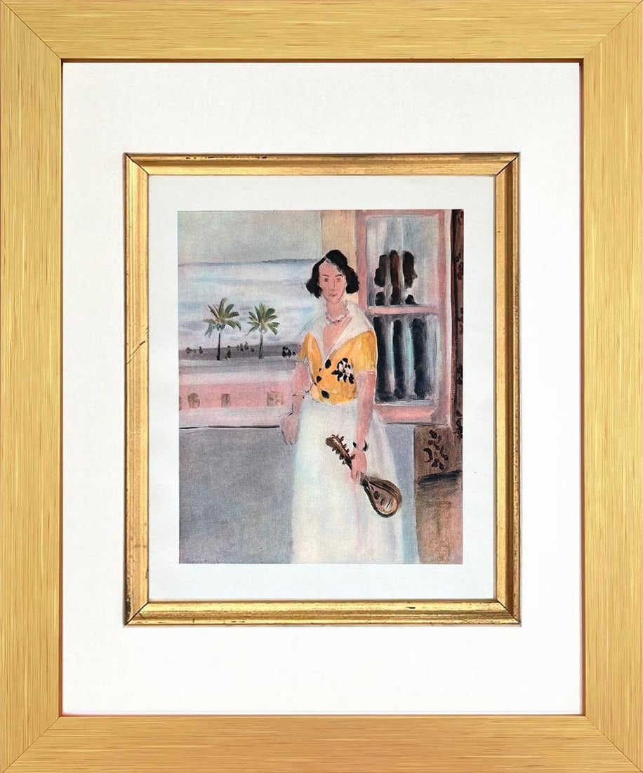 Matisse 9 Mandolin player at the window Framed: Title: Matisse 9 Mandolin player at the window Framed Description: Title: Mandolin player at the window Artist: Henri Matisse (After) Country: France Medium: Engraving 9 Marks: Not signed, not numbere