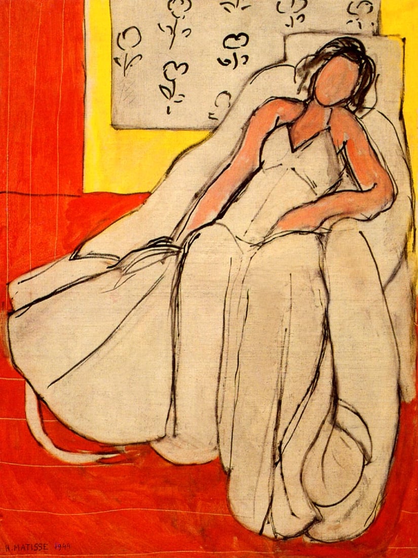 Matisse Young Woman in White framed: Title: Matisse Young Woman in White framed Description: Title: Young Woman in White Artist: Henri Matisse (After) Country: France Medium: Giclees Marks: Limited edition sealed & numbered Paper: Ar