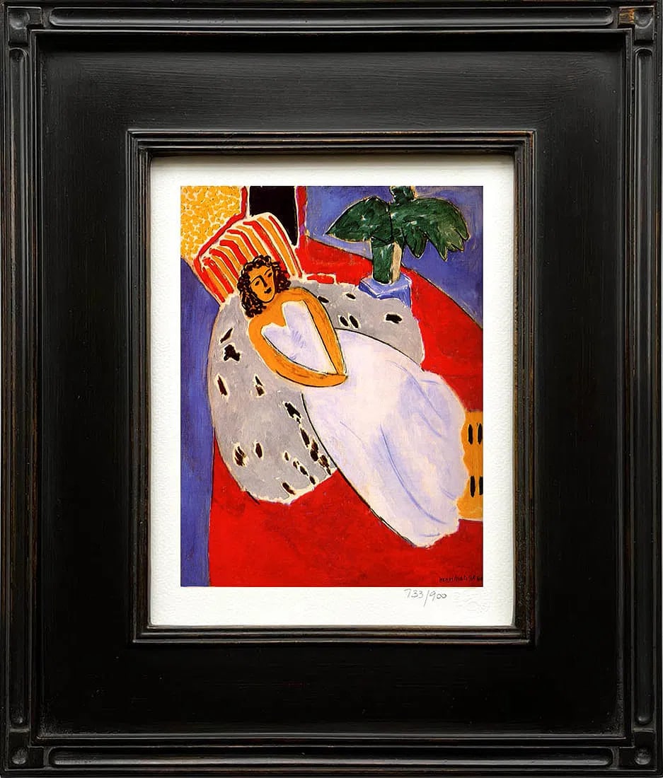 Matisse Young Woman in White1946 framed: Title: Matisse Young Woman in White1946 framed Description: Title: Young Woman in White, 1946 Artist: Henri Matisse (After) Country: France Medium: Giclees Marks: Limited edition sealed & numbered Pap