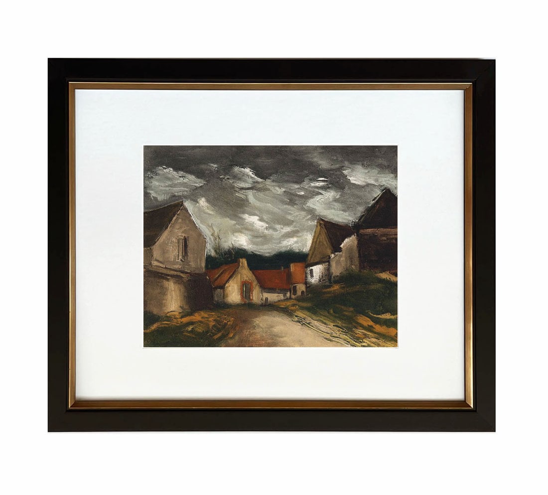 Vlaminck Lithograph 34 A village in Sarthe 1958 Framed - 2