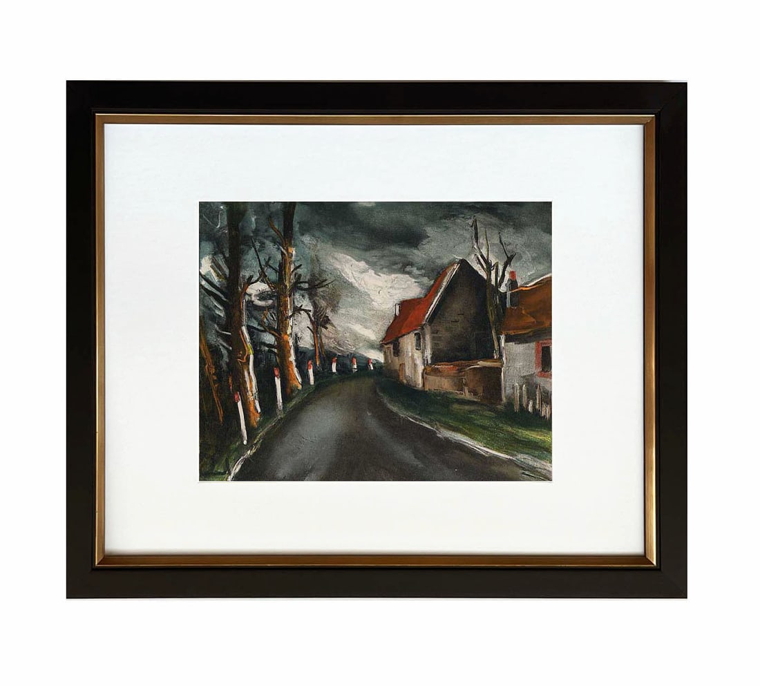 Vlaminck Lithograph 35 The Longny road 1958 Framed - 2