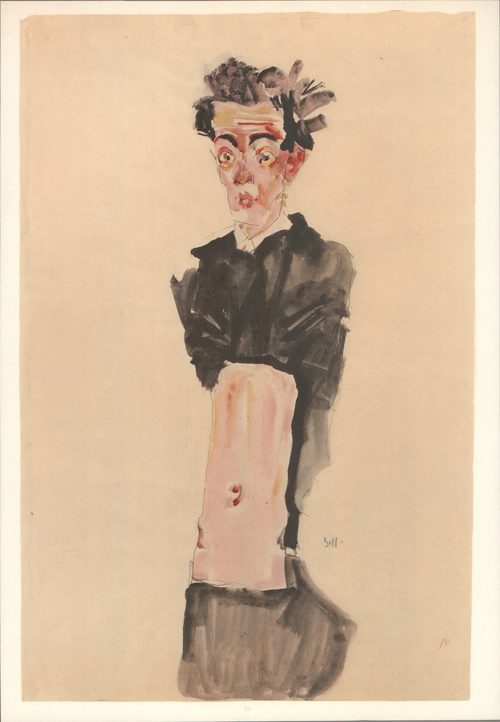 Egon Schiele Lithograph 19 Self portrait 1968: Title: Egon Schiele Lithograph 19 Self portrait 1968 Description: Artist:Egon Schiele Country:Austria Title:Self portrait Medium:Lithograph - 19 Marks:Signed in plate Printed:1968 by Max Jaffe, Vienna