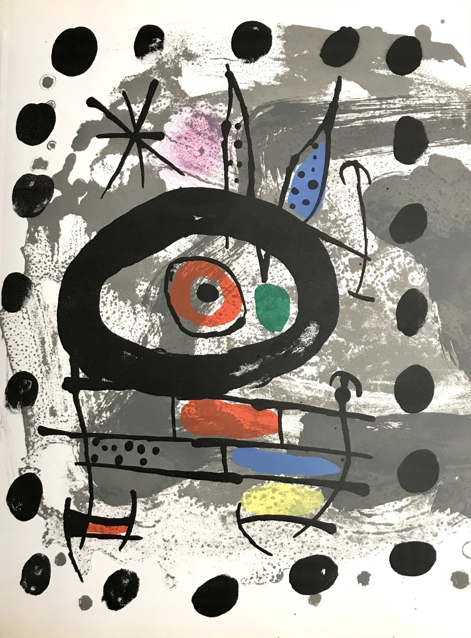Joan Miro Original Lithograph Oiseau solaire 1967: Title: Joan Miro Original Lithograph Oiseau solaire 1967 Description: Artist: Joan Miro Country: Spain Title: Oiseau solaire Medium: Original Lithograph Matks: not signed, not numbered Printed: 1967 i