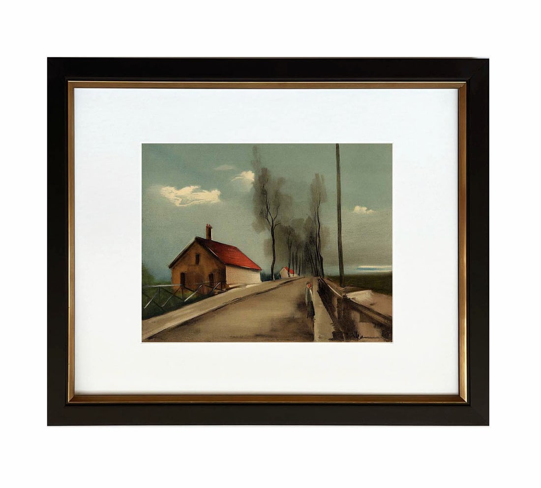 Vlaminck Lithograph 21 The brezolles road 1958 Framed - 2