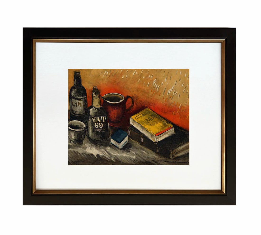 Vlaminck Lithograph 27 Still life with whisky bottle 1958 Framed - 2