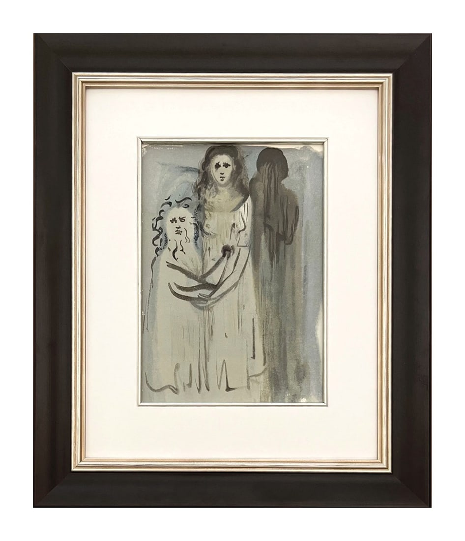 Salvador Dali Woodcut Purgatory 16 In Fumes Cloud of the Angry 1960 framed: Title: Salvador Dali Woodcut Purgatory 16 In Fumes Cloud of the Angry 1960 framed Description: Artist: Salvador Dali Country: Spain Title: In Fumes Cloud of the Angry - Purgatory 16 Medium: Original W