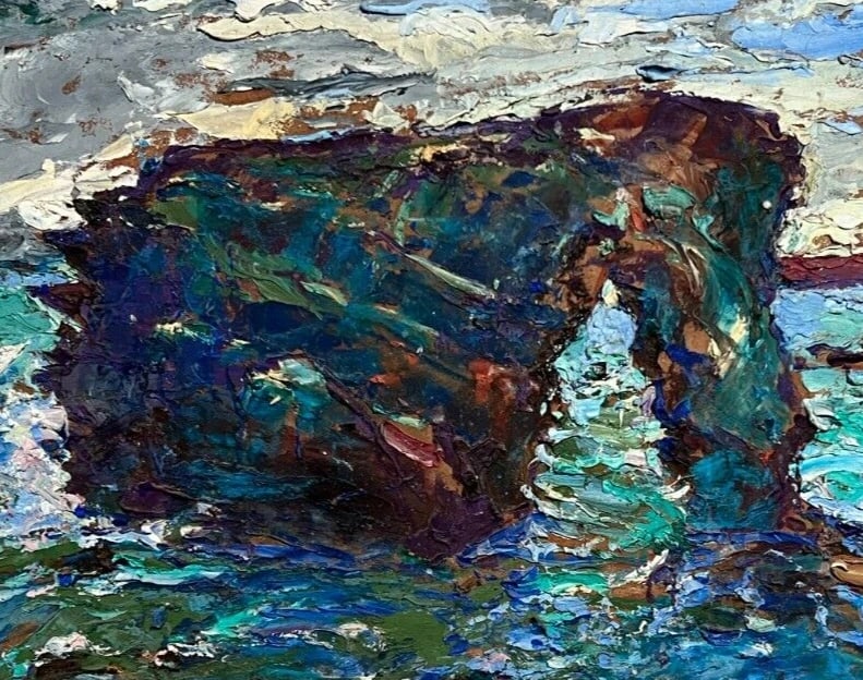 Maritime Landscape Seaview André BARRERE Vintage Oil Painting signed - 3