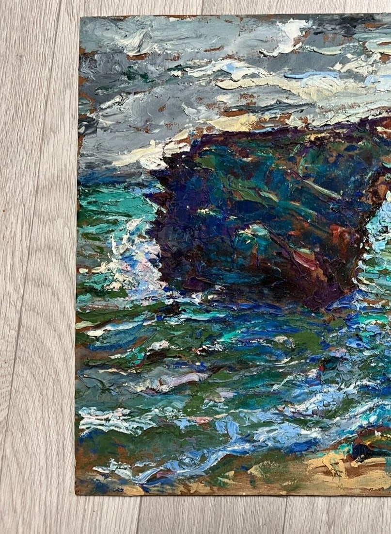Maritime Landscape Seaview André BARRERE Vintage Oil Painting signed - 4