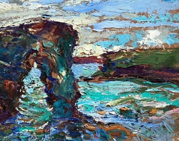 Maritime Landscape Seaview André BARRERE Vintage Oil Painting signed - 6