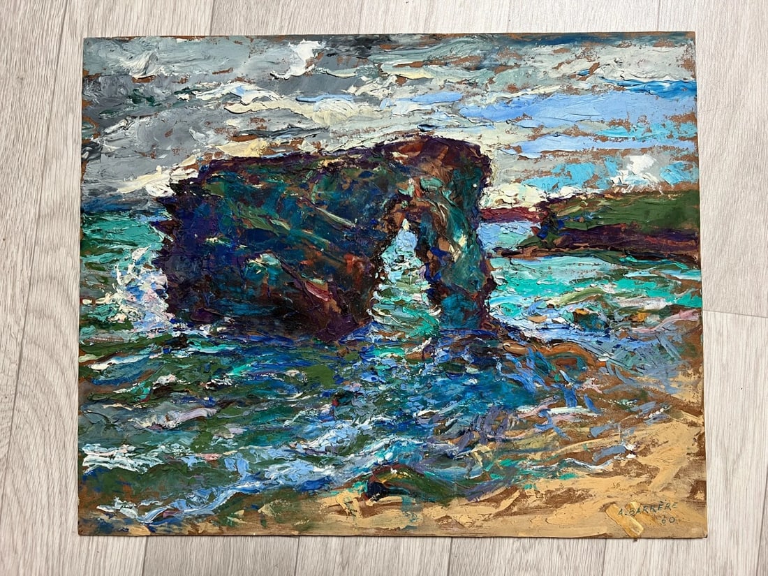 Maritime Landscape Seaview André BARRERE Vintage Oil Painting signed - 7