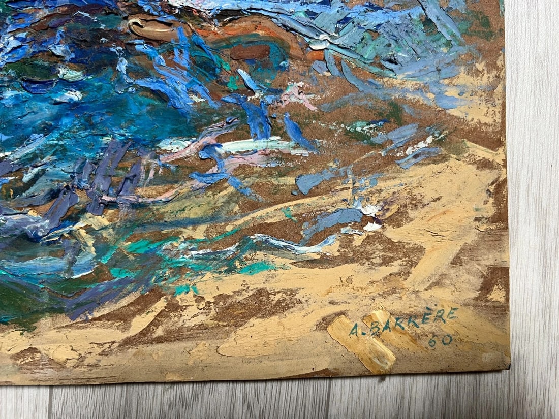 Maritime Landscape Seaview André BARRERE Vintage Oil Painting signed - 8