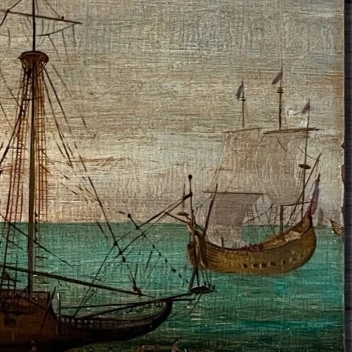 Antique Painting Original Northen Town Cityview Landscape - 3