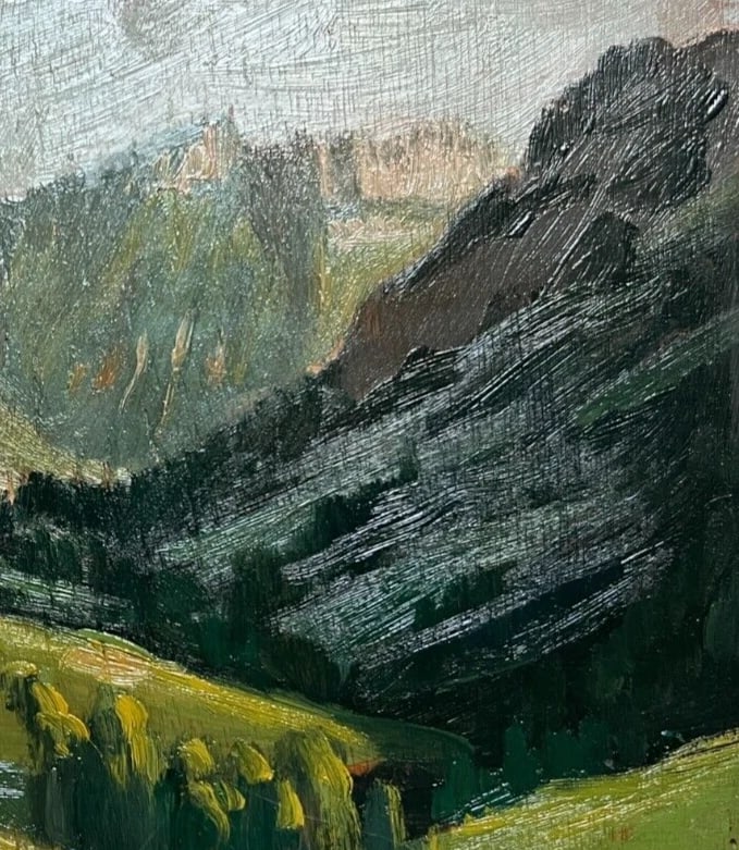 Antique Original Painting Landscape Mountain Village Robert BELGRAND (1901-1982) - 4