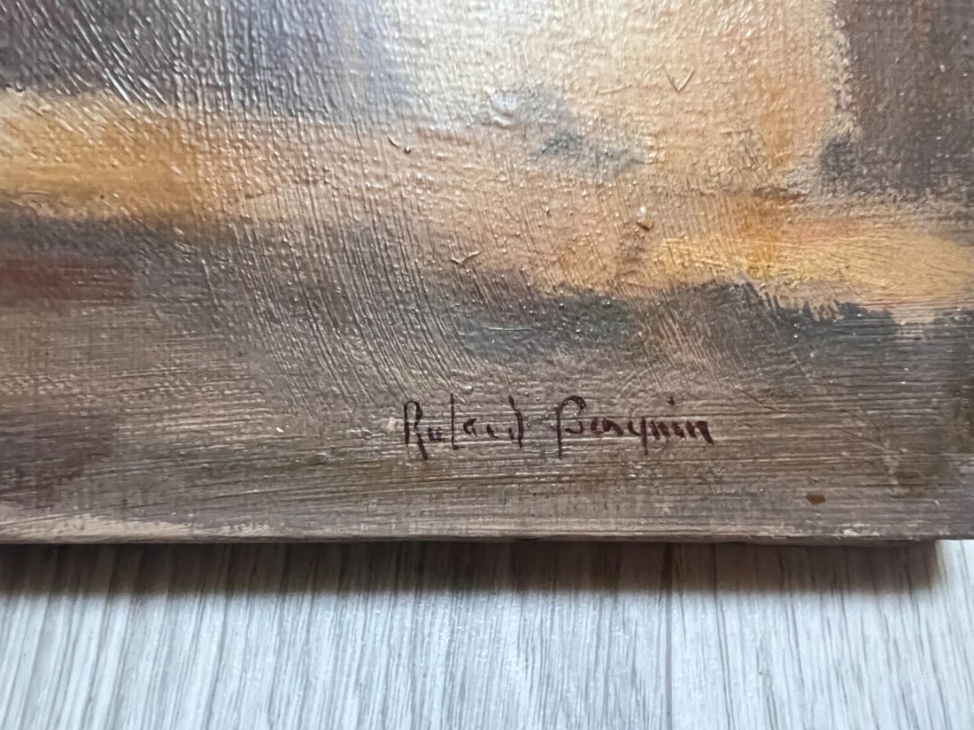 Antique Painting Original Landscape, Cityview Roland BASQUIN (XX) - 4