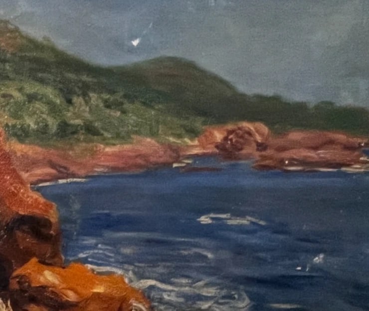Antique Oil Painting Seascape Landscape Maritime View, Rocks signed - 5