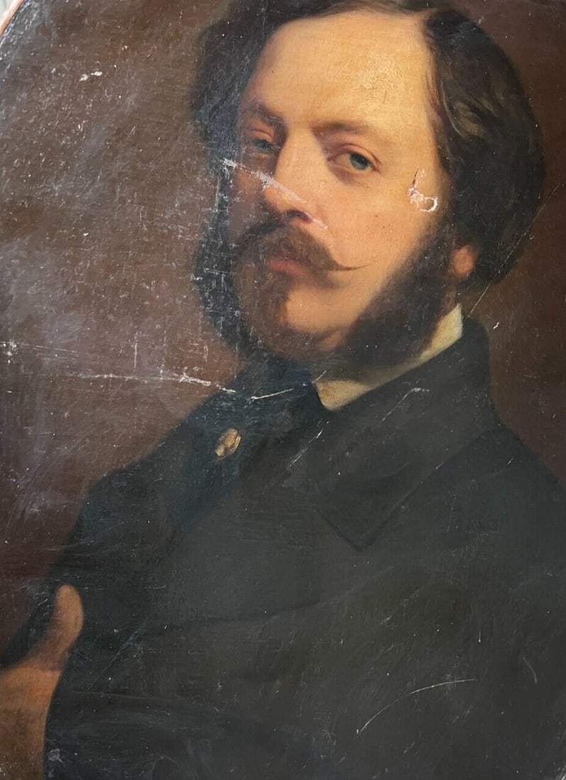 Charles LANDELLE (1821-1908) Man Portrait Antique Painting Original - 3