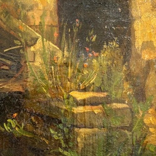Antique Original Painting FirePlace, House, Garden 19th century - 3