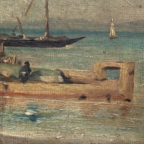 Vintage Oil Painting Maritime Boat, Seascape, Landscape 19th century - 3