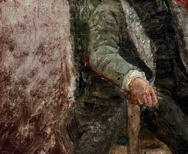 Antique Oil Original Painting Man Portrait Sitting on a Chair - 4