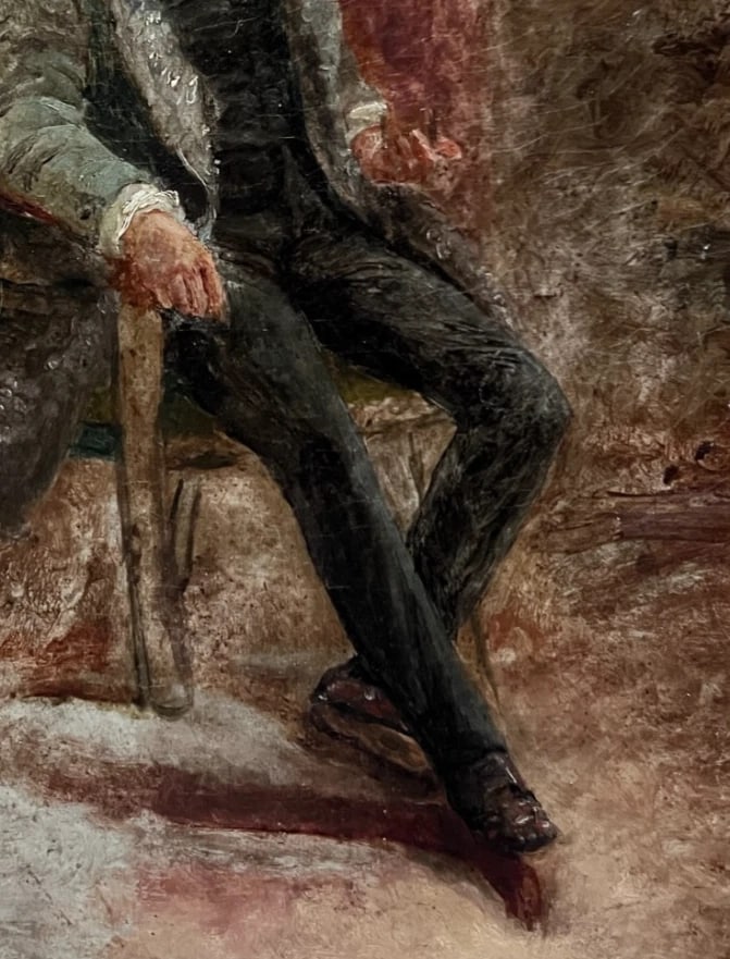 Antique Oil Original Painting Man Portrait Sitting on a Chair - 5