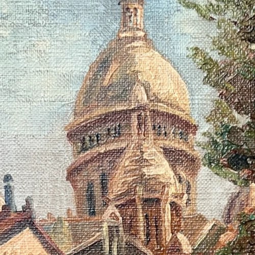 Vintage Oil Painting Cityview, Church by A. POISSON (XX) - 5