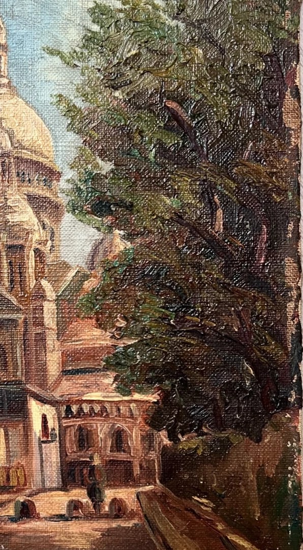 Vintage Oil Painting Cityview, Church by A. POISSON (XX) - 6