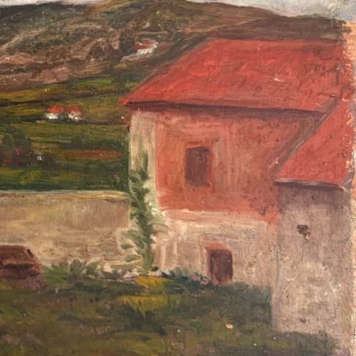Antique Original Painting , Nature 19th century - 3