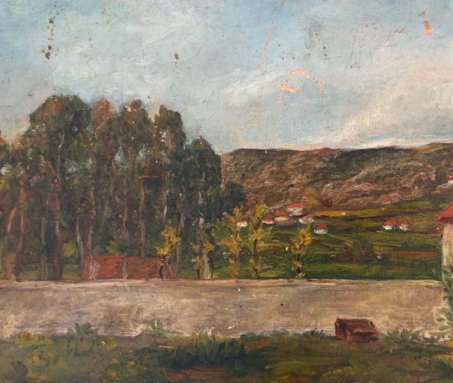 Antique Original Painting , Nature 19th century - 5