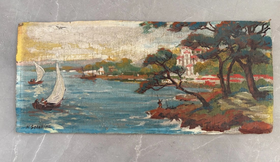 Antique Original Painting Seaview, Seaside, Sea, Nature Nicolas SOROKINE (XIX-XX) - 7