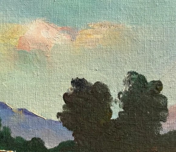 Antique Painting Original Landscape, Mountain, Fisherman signed Louis GUY - 4