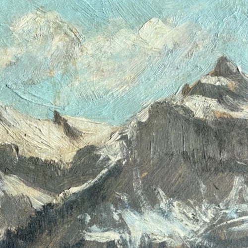 Robert Belgrand French Oil Painting Mountain Snow Forest Landscape Antique - 3