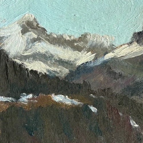 Robert Belgrand French Oil Painting Mountain Snow Forest Landscape Antique - 5