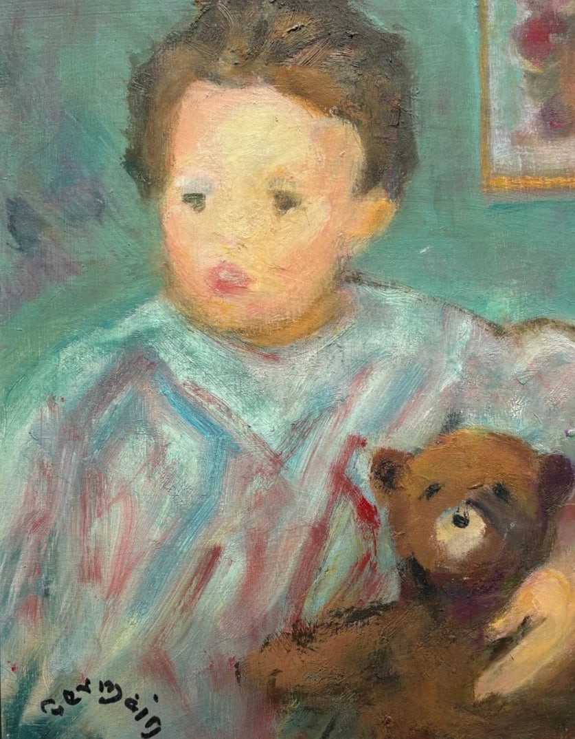 Antique Painting Original Portrait, People, Bear, Child, Boy signed: Description Oil on carboard 27 x 21.5 cm / 10.62 x 8.42 inches signed Reserve: $120.00 Shipping: Domestic: Flat-rate of $45.00 to anywhere within the contiguous U.S. International: Foreign shipping