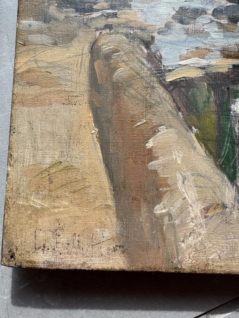 Antique Original Painting Signed Landscape, Cityview Pierre PELTIER (1900-1988) - 6