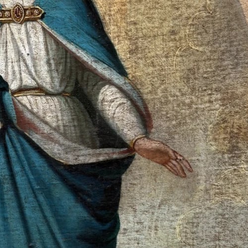 Antique Spanish Painting Mary Magdalene in a Mandorla 18th - 4