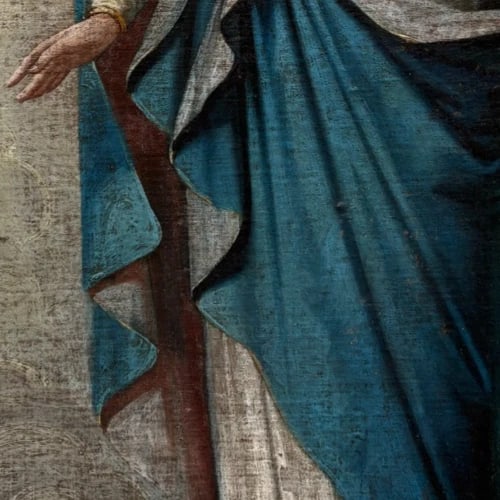 Antique Spanish Painting Mary Magdalene in a Mandorla 18th - 5