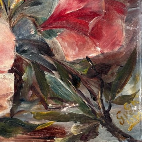 Antique Painting Original Flowers, Floral, Still Life, signed - 6