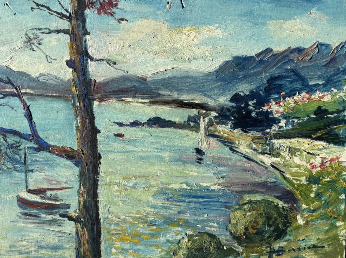 Maritime, Sea, Mountain, Boats - Painting Antique Original Signed: Description Oil on cardboard 35 x 27 cm / 13.77 x 10.62 inches damaged Reserve: $120.00 Shipping: Domestic: Flat-rate of $45.00 to anywhere within the contiguous U.S. International: Foreign shipping
