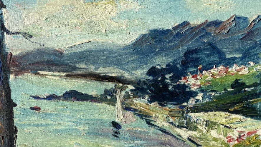 Maritime, Sea, Mountain, Boats - Painting Antique Original Signed - 5