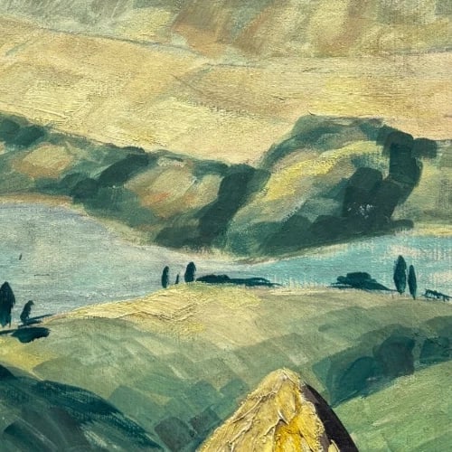 Landscape, Nature, River, Mountain, Spring Painting Antique Original Signed - 4