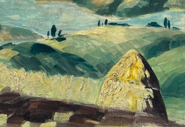 Landscape, Nature, River, Mountain, Spring Painting Antique Original Signed - 6