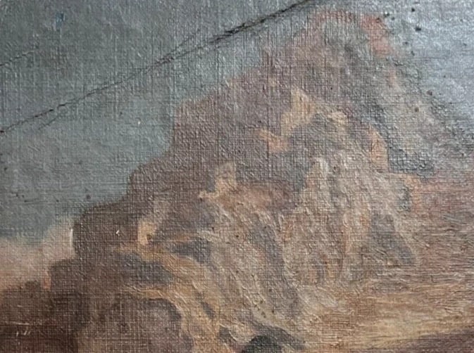 19th century Religious, Women, Mountain, Landscape - Painting Antique Original - 4