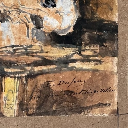 Antique Original Drawing Édouard-Jacques DUFEU (1836-1900) Coin de l'Atelier - 5
