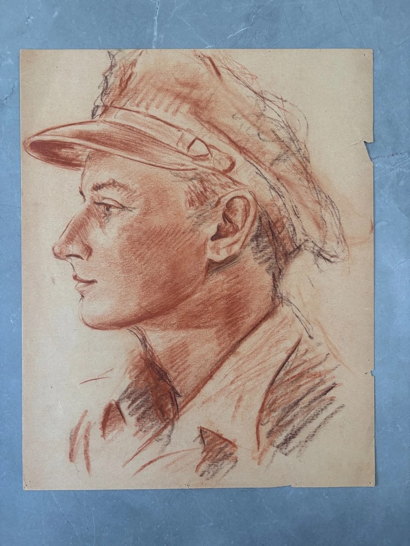 Albert FIGAY 1907-2004 Man Portrait Antique Original Drawing signed - 2