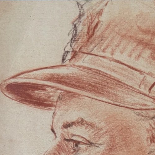 Albert FIGAY 1907-2004 Man Portrait Antique Original Drawing signed - 5