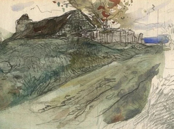 Vintage Pencil Original Drawing House Landscape Sketch Forest: Description Ink on paper (double-sided) 9.5 x 15 cm / 3.74 x 5.90 inches folds, stains Reserve: $40.00 Shipping: Domestic: Flat-rate of $22.00 to anywhere within the contiguous U.S. International: For