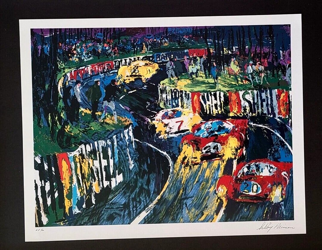 LEROY NEIMAN + 1990 VINTAGE SIGNED PRINT FRAMED + 24 HOURS LEMANS - 2