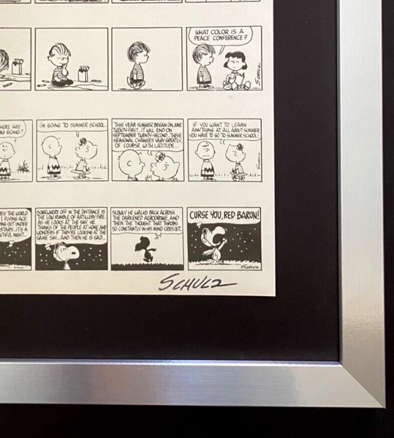 Charles Schulz Snoopy Peanuts 1968 Signed Vintage Print New Frame - 2