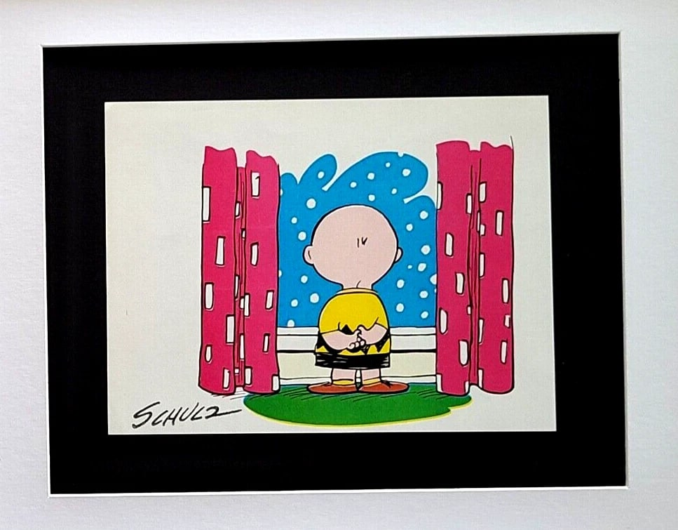 Charles Schulz Snoopy Peanuts Signed 1968 Christmas Cartoon Print Framed O - 2